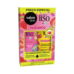 KIT SALON LINE MEU LISO SH300ML+COND200ML KIDS MORANGO
