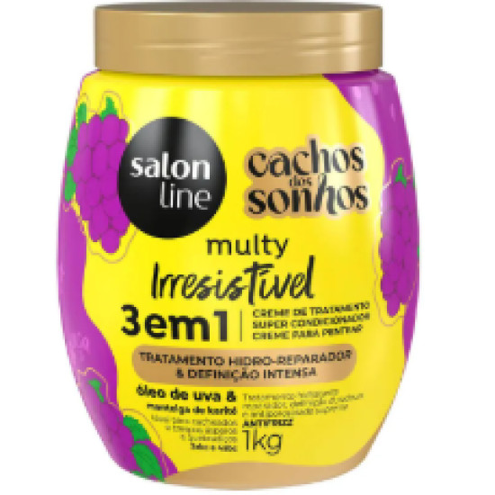CREME MULTY SALON LINE CACHOS DOS SONHOS 3EM1 IRRESISTIVEL UVA 1KG