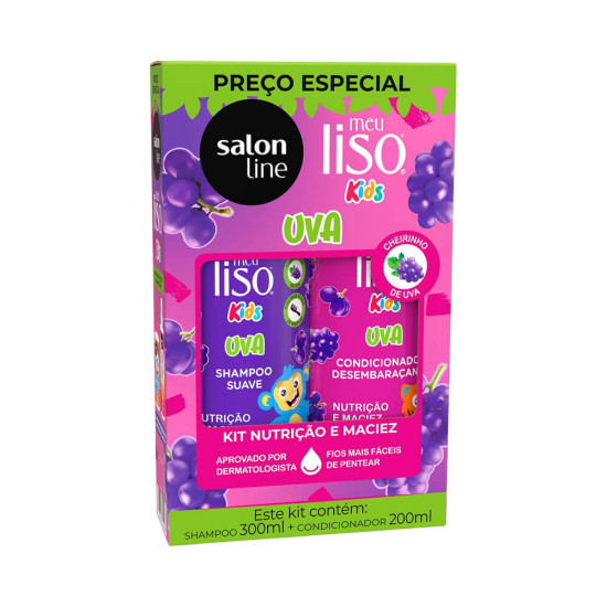 KIT SALON LINE MEU LISO SH300ML+COND200ML KIDS UVA