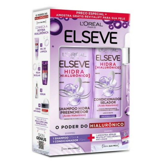 KIT ELSEVE SHAMPOO 375ML+CONDICIONADOR 170ML HIDRA HIALURÔNICO