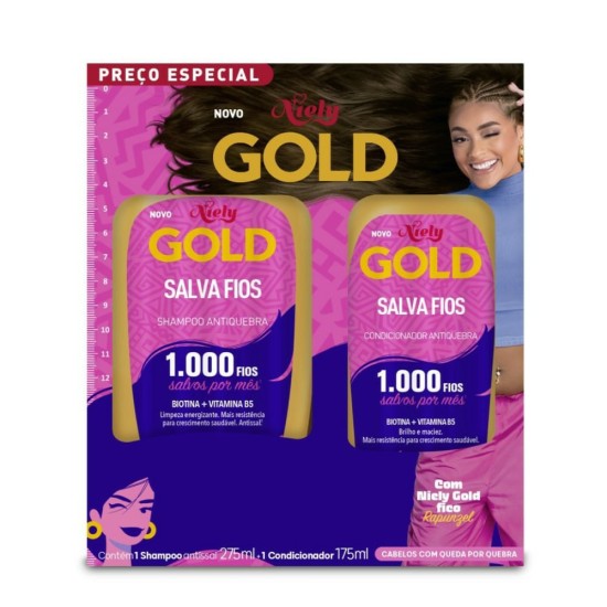 KIT NIELY GOLD SHAMPOO 275ML + CONDICIONADOR 175ML ANTIQUEBRA