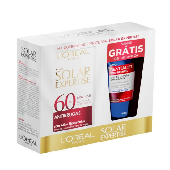 PROTETOR SOLAR FACIAL LOREAL FPS60 COM 40G+GEL LIMP REVITALIFT 40G