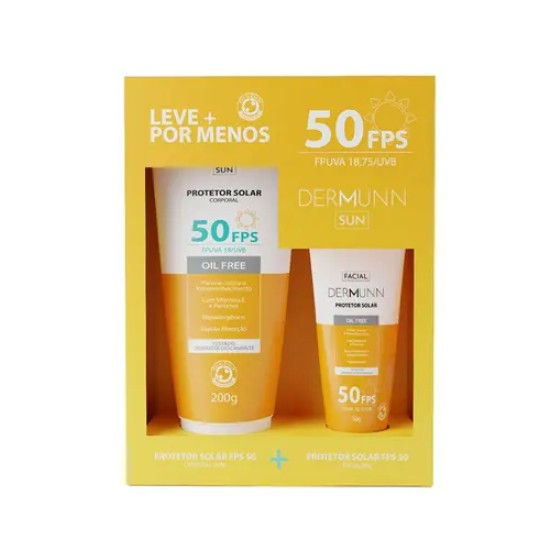 KIT PROTETOR SOLAR DERMUNN SUN FPS50 ADULTO 200G + FPS50 FACIAL 50G