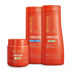 KIT BIO EXTRATUS MAIS PROTECAO SHAMPOO + CONDICIONADOR 250ML+MASCARA 90G