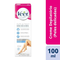 CREME DEPILATORIO CORPORAL VEET PURE E FRESHPARA PELE DELICADA 100ML