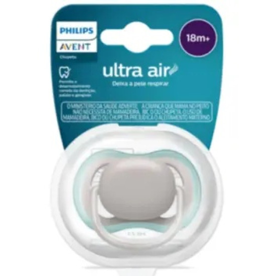CHUPETA AVENT ULTRA AIR CINZA E VERDE +18 MESES