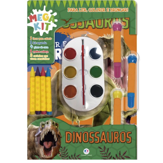 KIT DINOSSAUROS LER,COLORIR E BRINCAR